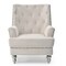 Contemporary Home Living Velvet Upholstered Tufted Back Accent Chair - 37" - Cream